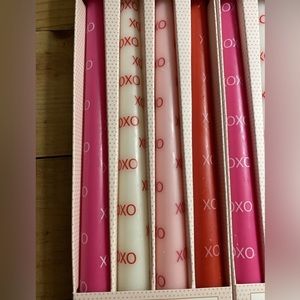 Cupcakes and Cashmere Valentines Day tapered Heart and XOXO candle set of 4